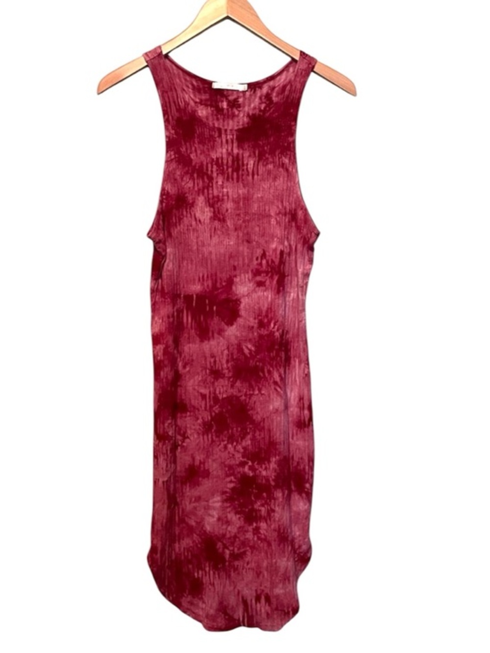 Heart Hips Ribbed Sleeveless Midi Dress - Wine Pink Large